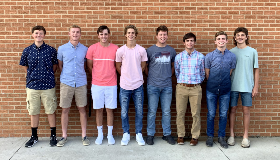 boys along a brick wall